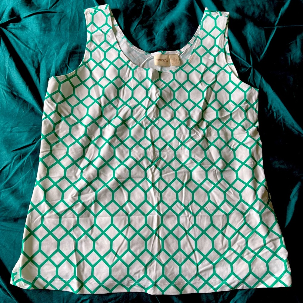 Chico’s green and white layering tank. Size 2